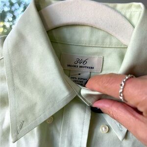 Women’s Brooks Brothers 346 Classic Fit Oxford Button Down Shirt, Lime Green, 6